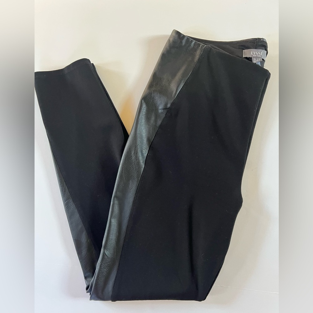 Lysse Women's Black leggings with faux leather trim